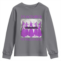 Retro In October We Wear Purple Witch Domestic Violence Awareness Youth Sweatshirt - Wonder Print Shop