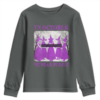 Retro In October We Wear Purple Witch Domestic Violence Awareness Youth Sweatshirt - Wonder Print Shop