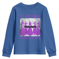 Retro In October We Wear Purple Witch Domestic Violence Awareness Youth Sweatshirt - Wonder Print Shop
