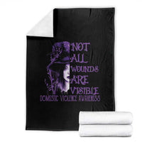 Stop Domestic Violence Throw Blanket Purple Ribbon Witch Graphic Witchy Feminist