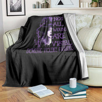 Stop Domestic Violence Throw Blanket Purple Ribbon Witch Graphic Witchy Feminist