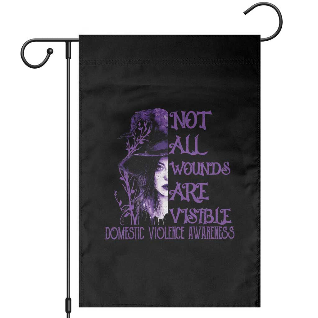 Stop Domestic Violence Garden Flag Purple Ribbon Witch Graphic Witchy Feminist