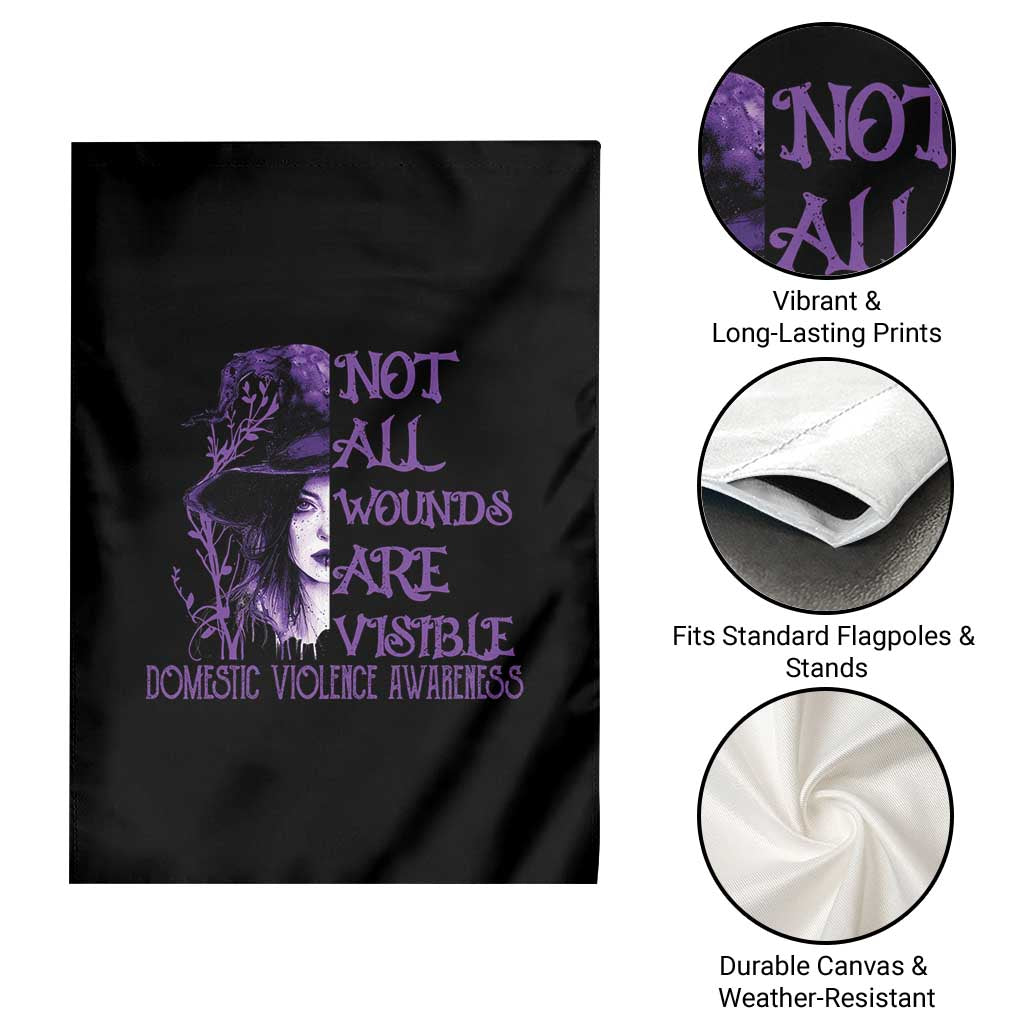 Stop Domestic Violence Garden Flag Purple Ribbon Witch Graphic Witchy Feminist