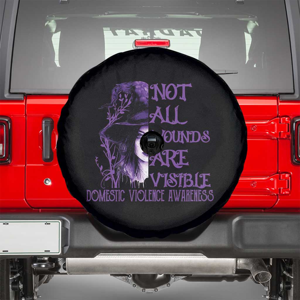 Stop Domestic Violence Spare Tire Cover Purple Ribbon Witch Graphic Witchy Feminist