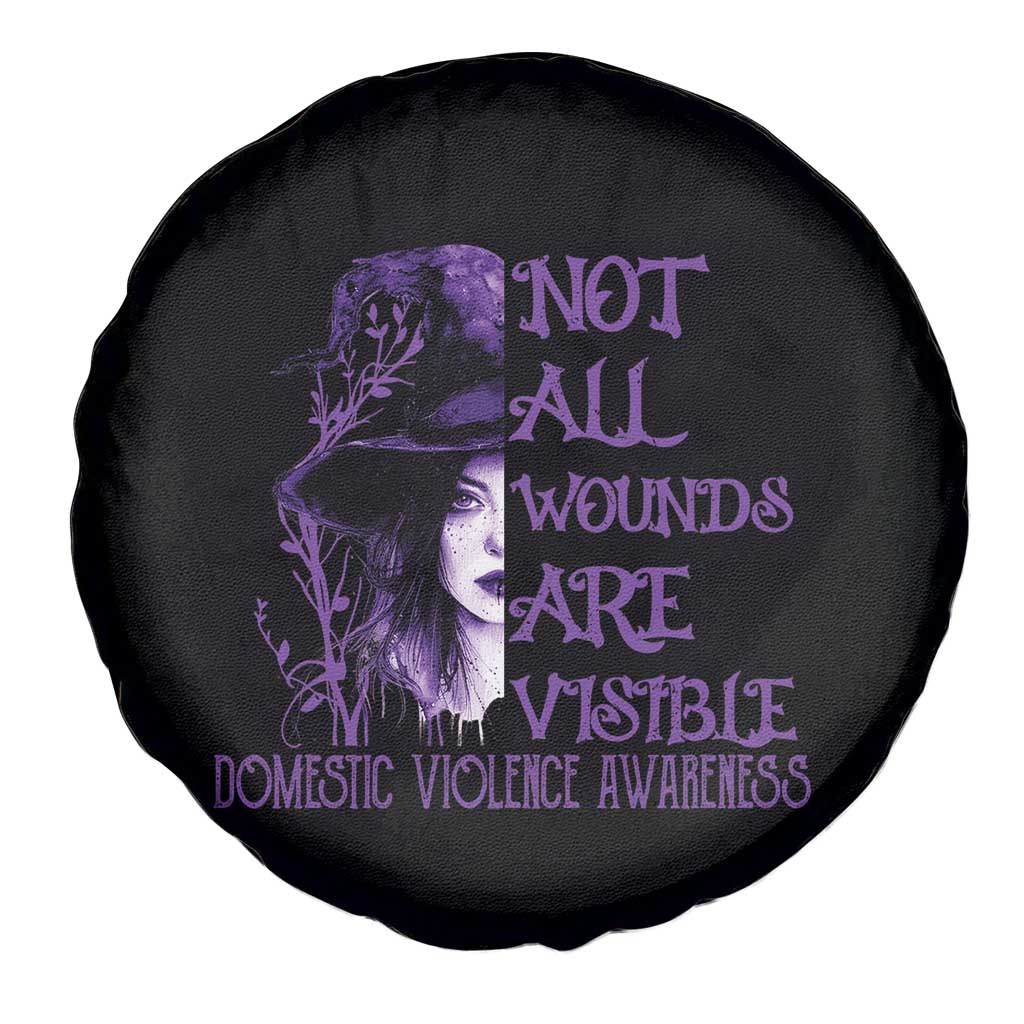 Stop Domestic Violence Spare Tire Cover Purple Ribbon Witch Graphic Witchy Feminist