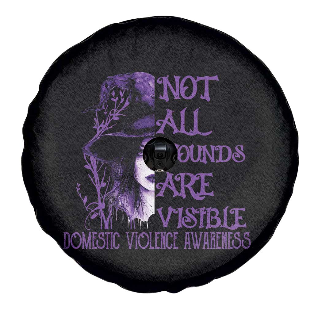 Stop Domestic Violence Spare Tire Cover Purple Ribbon Witch Graphic Witchy Feminist