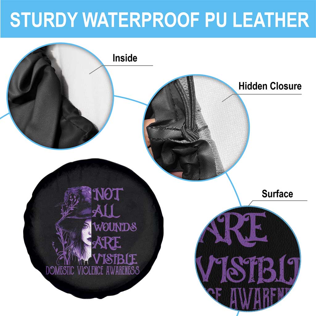 Stop Domestic Violence Spare Tire Cover Purple Ribbon Witch Graphic Witchy Feminist