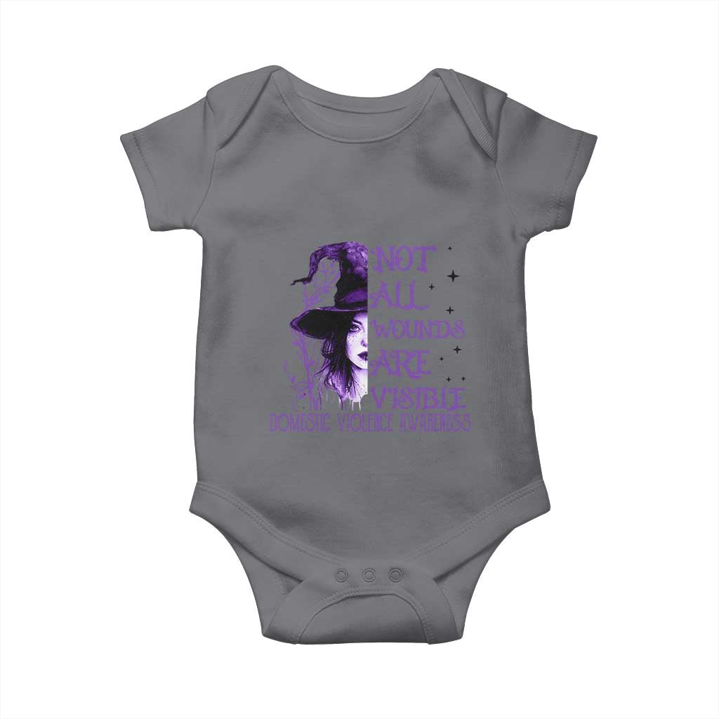 Stop Domestic Violence Baby Onesie Purple Ribbon Witch Graphic Witchy Feminist