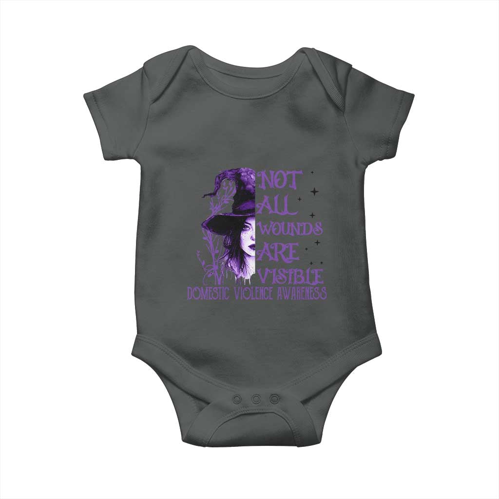 Stop Domestic Violence Baby Onesie Purple Ribbon Witch Graphic Witchy Feminist