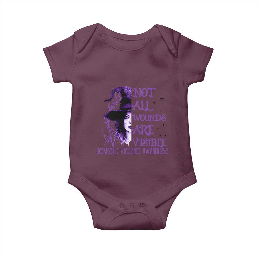 Stop Domestic Violence Baby Onesie Purple Ribbon Witch Graphic Witchy Feminist