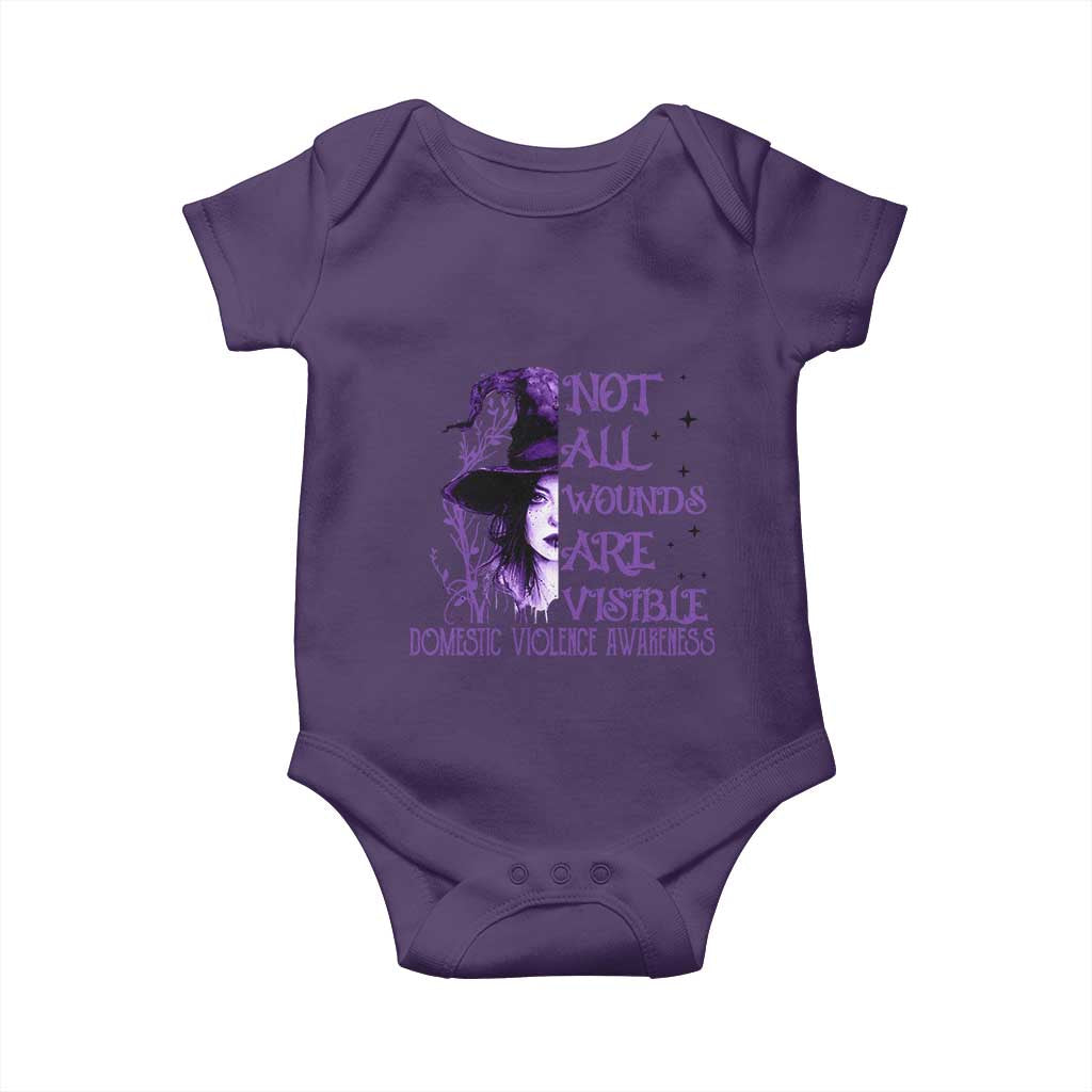 Stop Domestic Violence Baby Onesie Purple Ribbon Witch Graphic Witchy Feminist