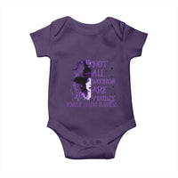 Stop Domestic Violence Baby Onesie Purple Ribbon Witch Graphic Witchy Feminist
