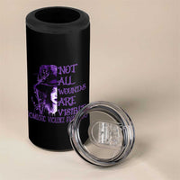 Stop Domestic Violence 4 in 1 Can Cooler Tumbler Purple Ribbon Witch Graphic Witchy Feminist