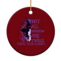 Stop Domestic Violence Ceramic Ornament Purple Ribbon Witch Graphic Witchy Feminist