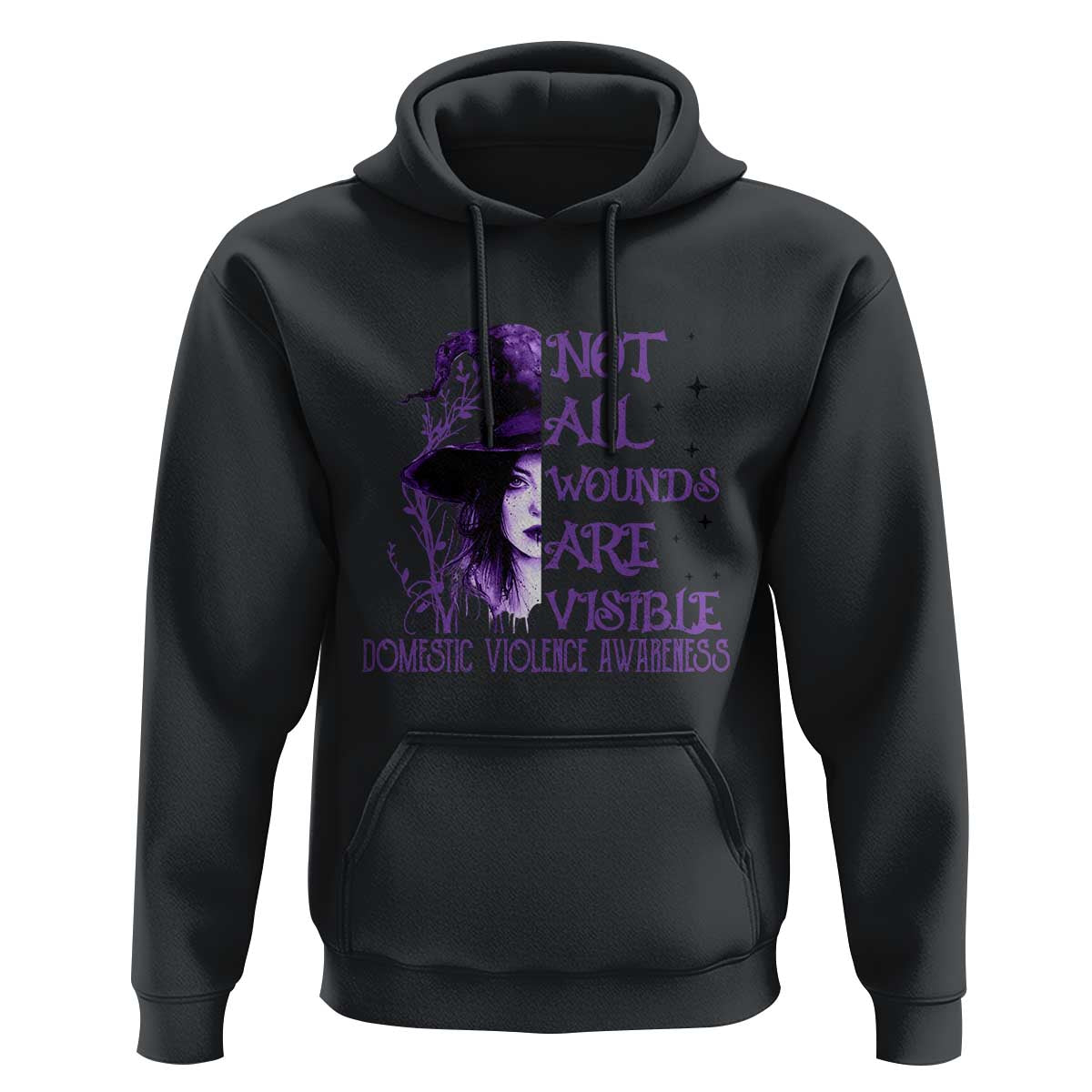 Stop Domestic Violence Hoodie Purple Ribbon Witch Graphic Witchy Feminist