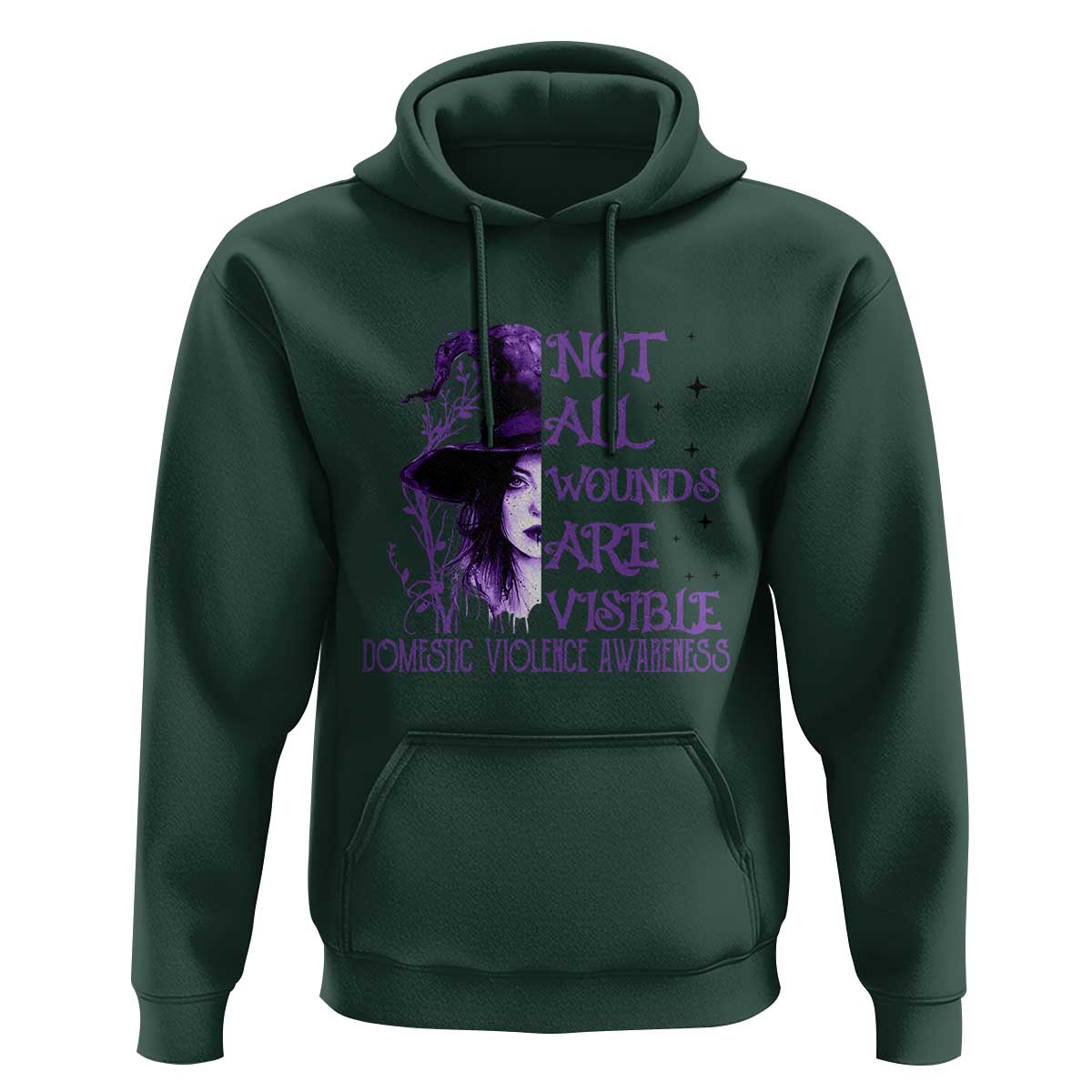 Stop Domestic Violence Hoodie Purple Ribbon Witch Graphic Witchy Feminist