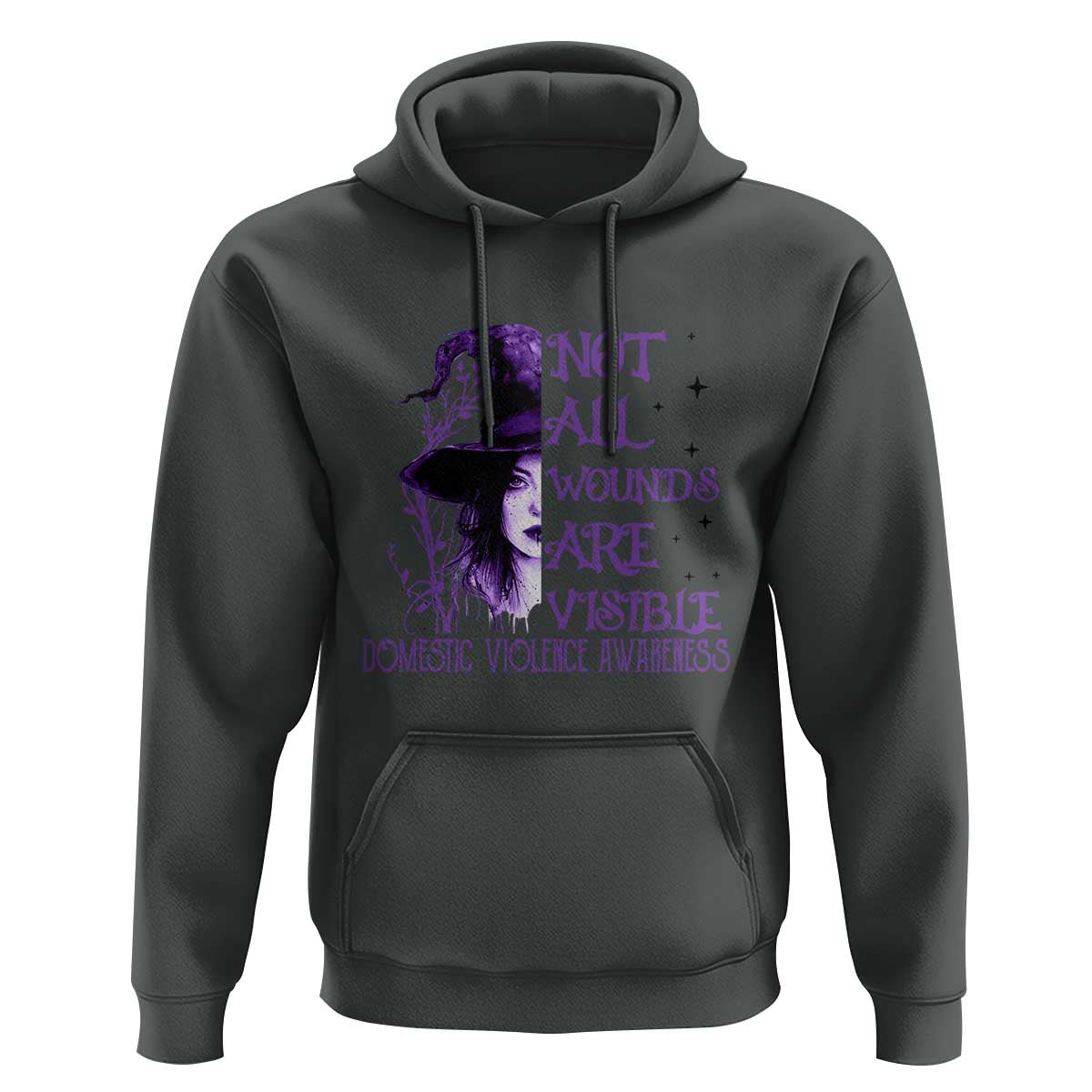 Stop Domestic Violence Hoodie Purple Ribbon Witch Graphic Witchy Feminist