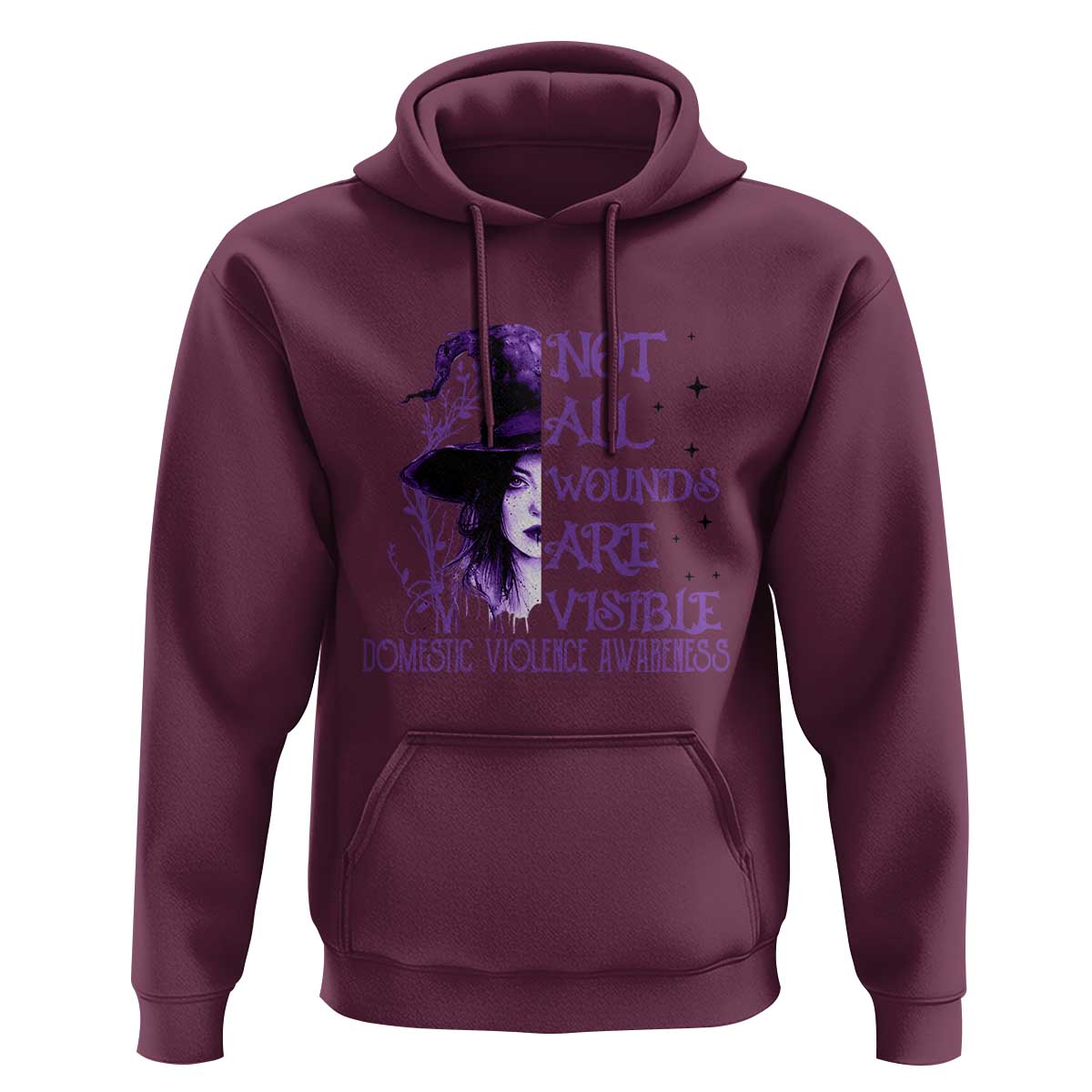 Stop Domestic Violence Hoodie Purple Ribbon Witch Graphic Witchy Feminist