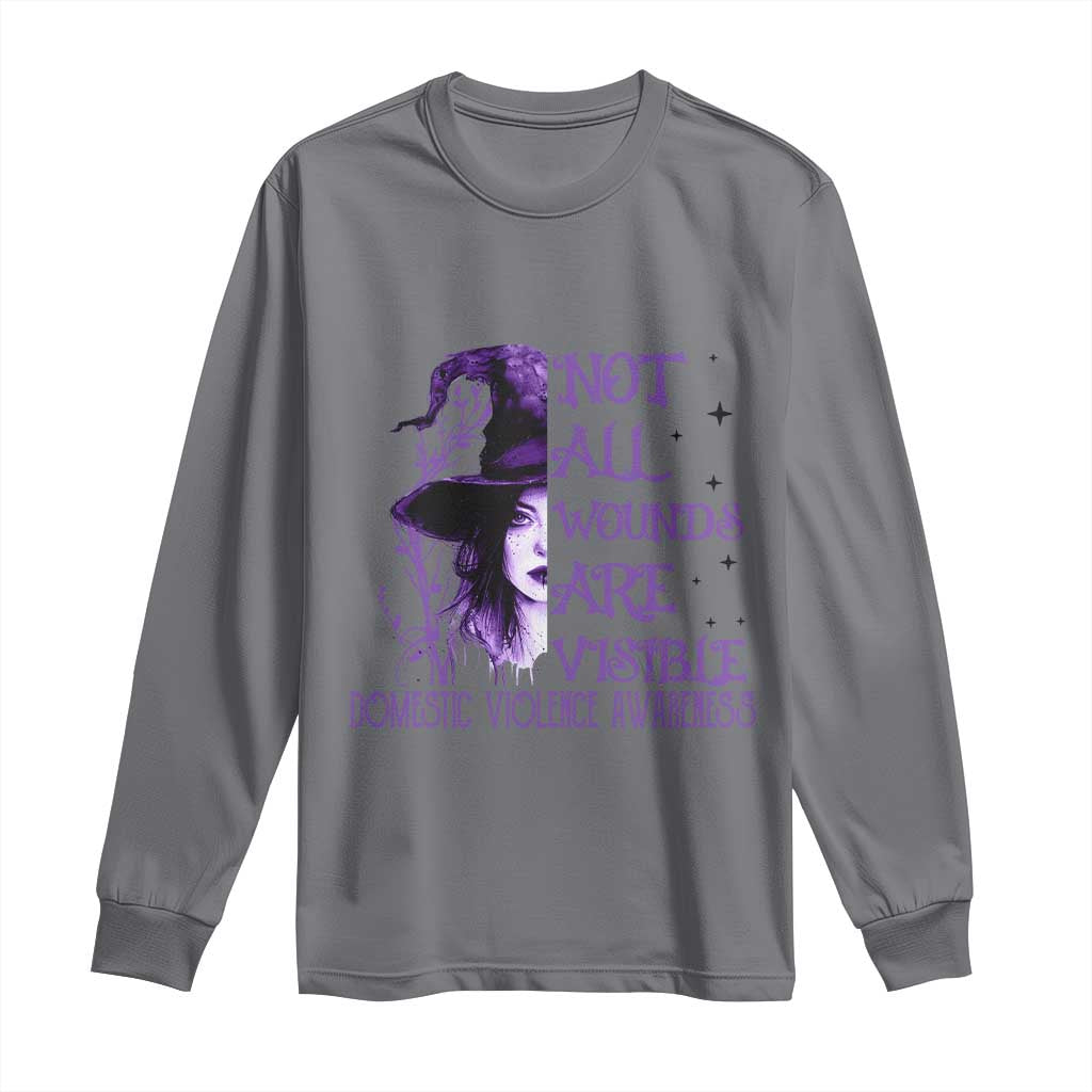 Stop Domestic Violence Long Sleeve Shirt Purple Ribbon Witch Graphic Witchy Feminist