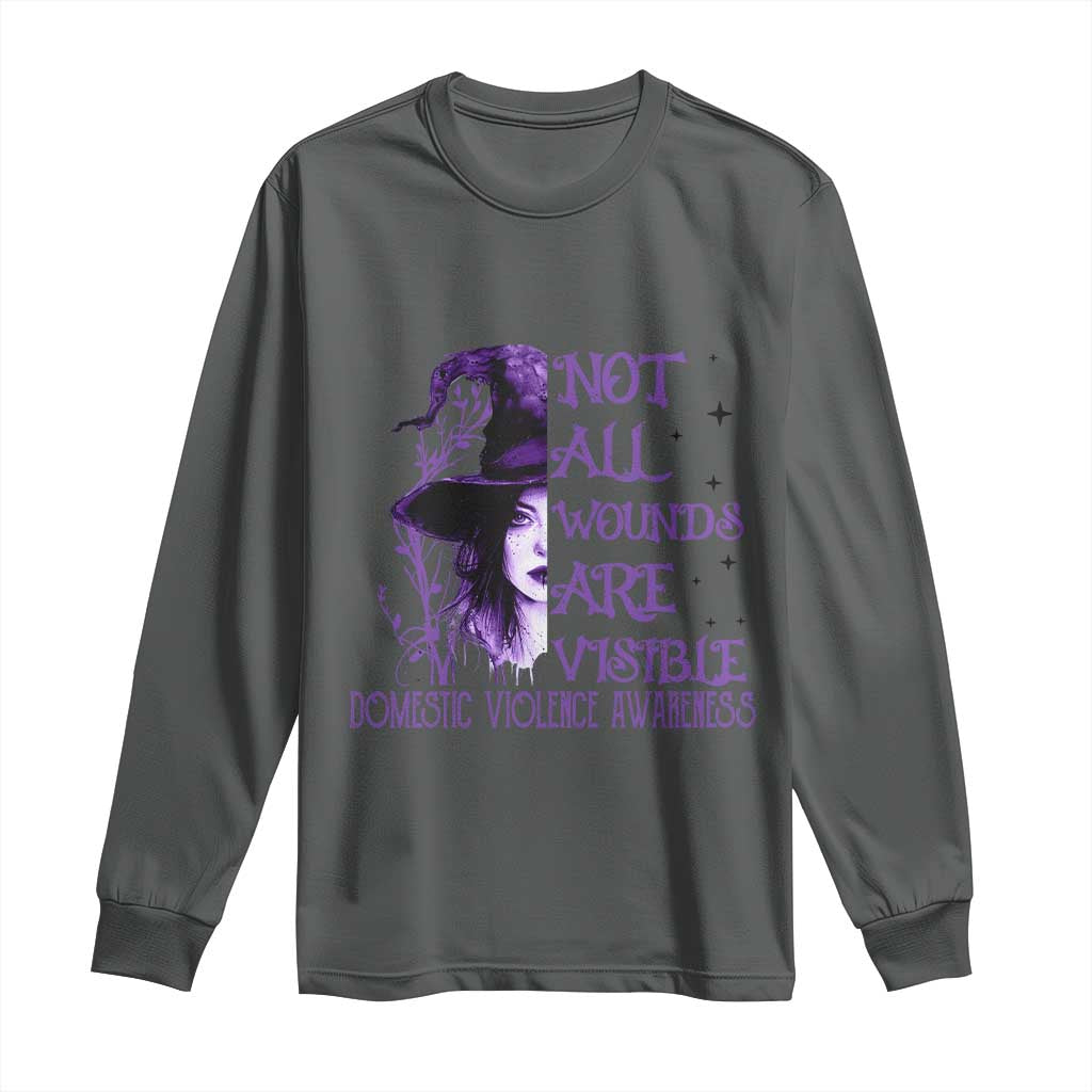 Stop Domestic Violence Long Sleeve Shirt Purple Ribbon Witch Graphic Witchy Feminist
