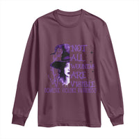 Stop Domestic Violence Long Sleeve Shirt Purple Ribbon Witch Graphic Witchy Feminist
