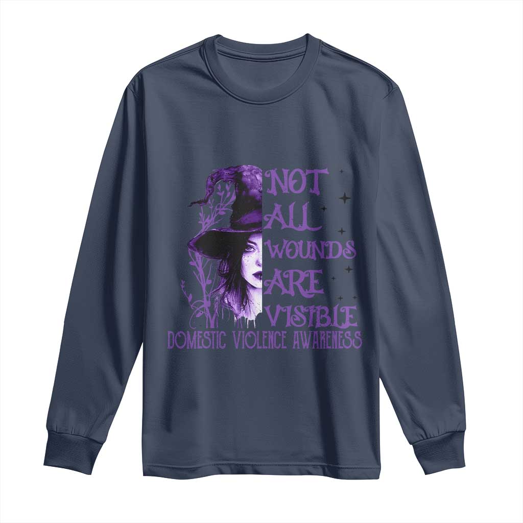 Stop Domestic Violence Long Sleeve Shirt Purple Ribbon Witch Graphic Witchy Feminist