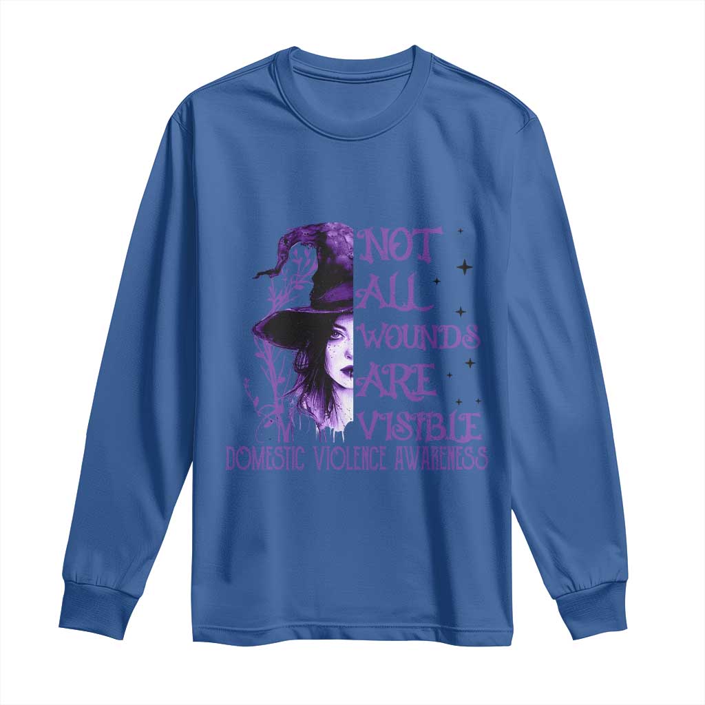 Stop Domestic Violence Long Sleeve Shirt Purple Ribbon Witch Graphic Witchy Feminist