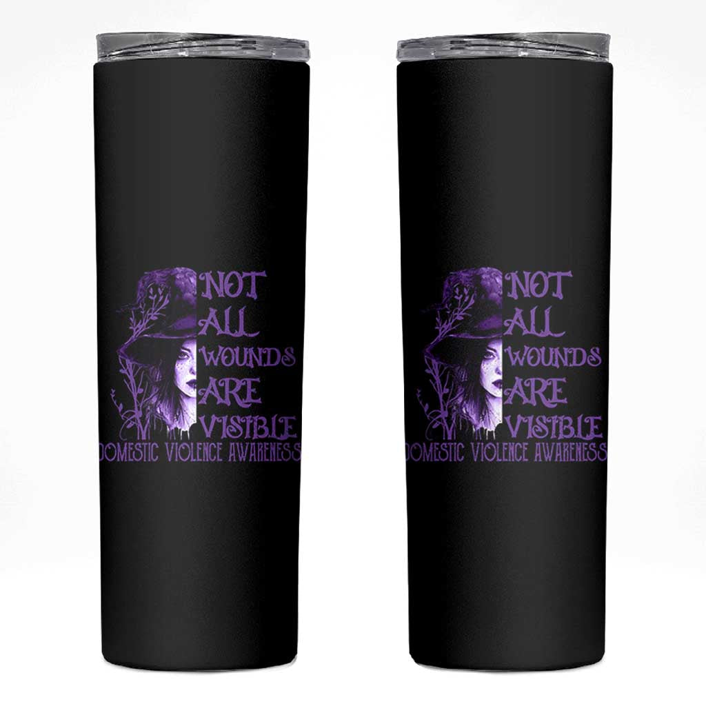 Stop Domestic Violence Skinny Tumbler Purple Ribbon Witch Graphic Witchy Feminist