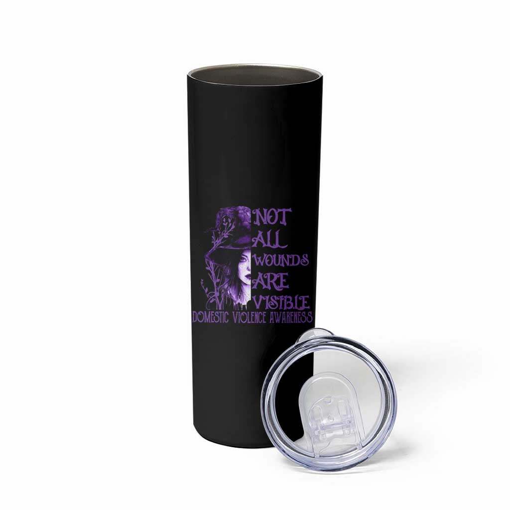Stop Domestic Violence Skinny Tumbler Purple Ribbon Witch Graphic Witchy Feminist