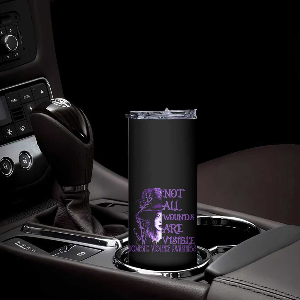 Stop Domestic Violence Skinny Tumbler Purple Ribbon Witch Graphic Witchy Feminist