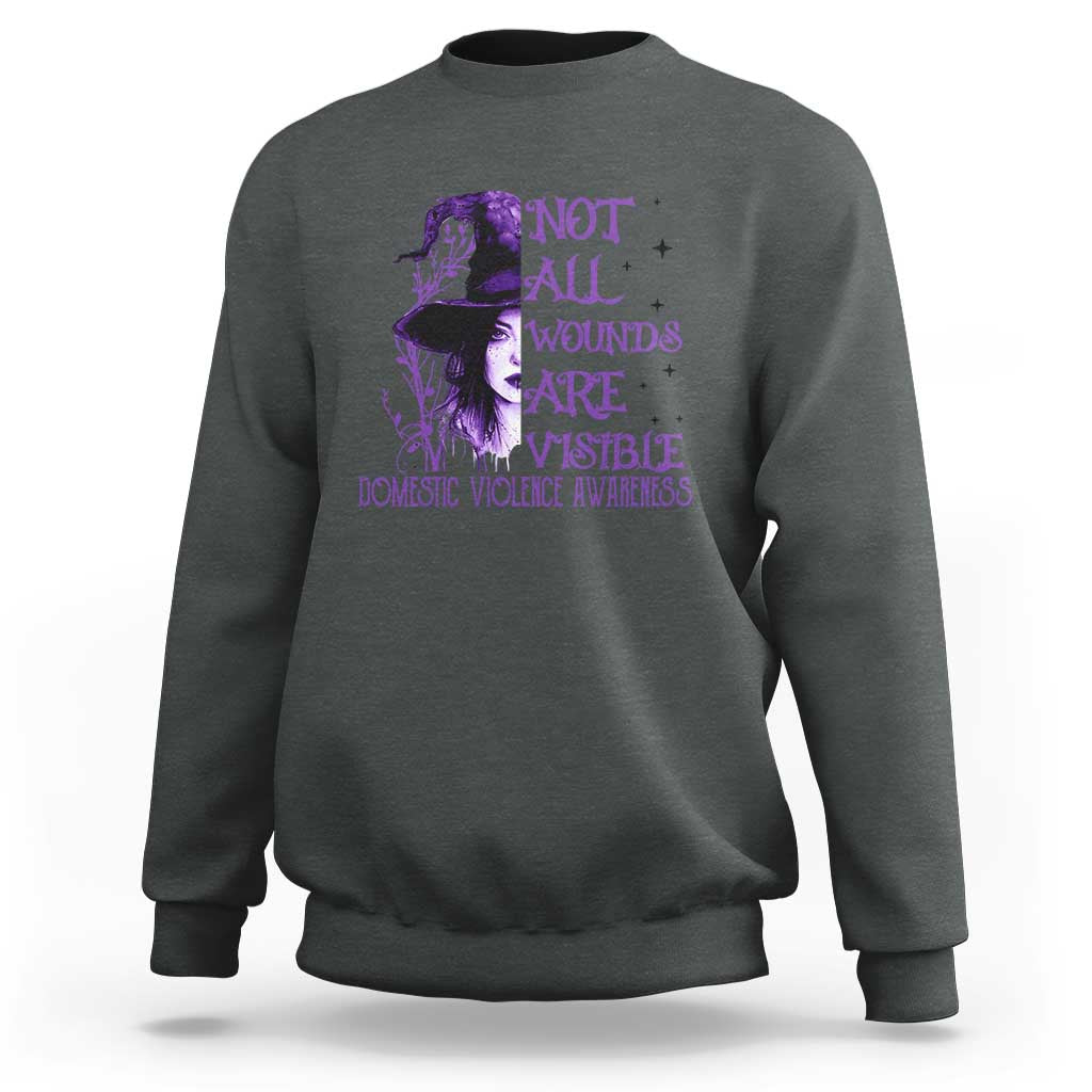 Stop Domestic Violence Sweatshirt Purple Ribbon Witch Graphic Witchy Feminist