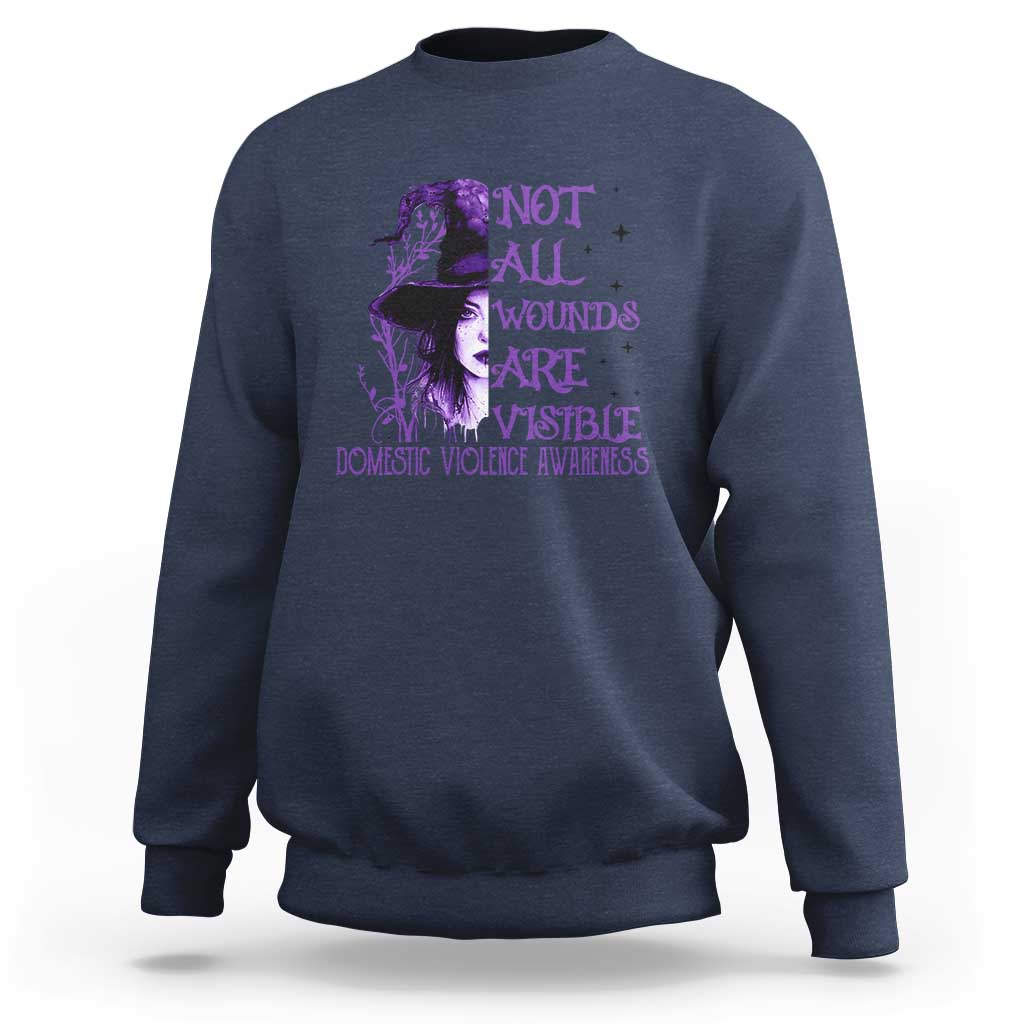 Stop Domestic Violence Sweatshirt Purple Ribbon Witch Graphic Witchy Feminist