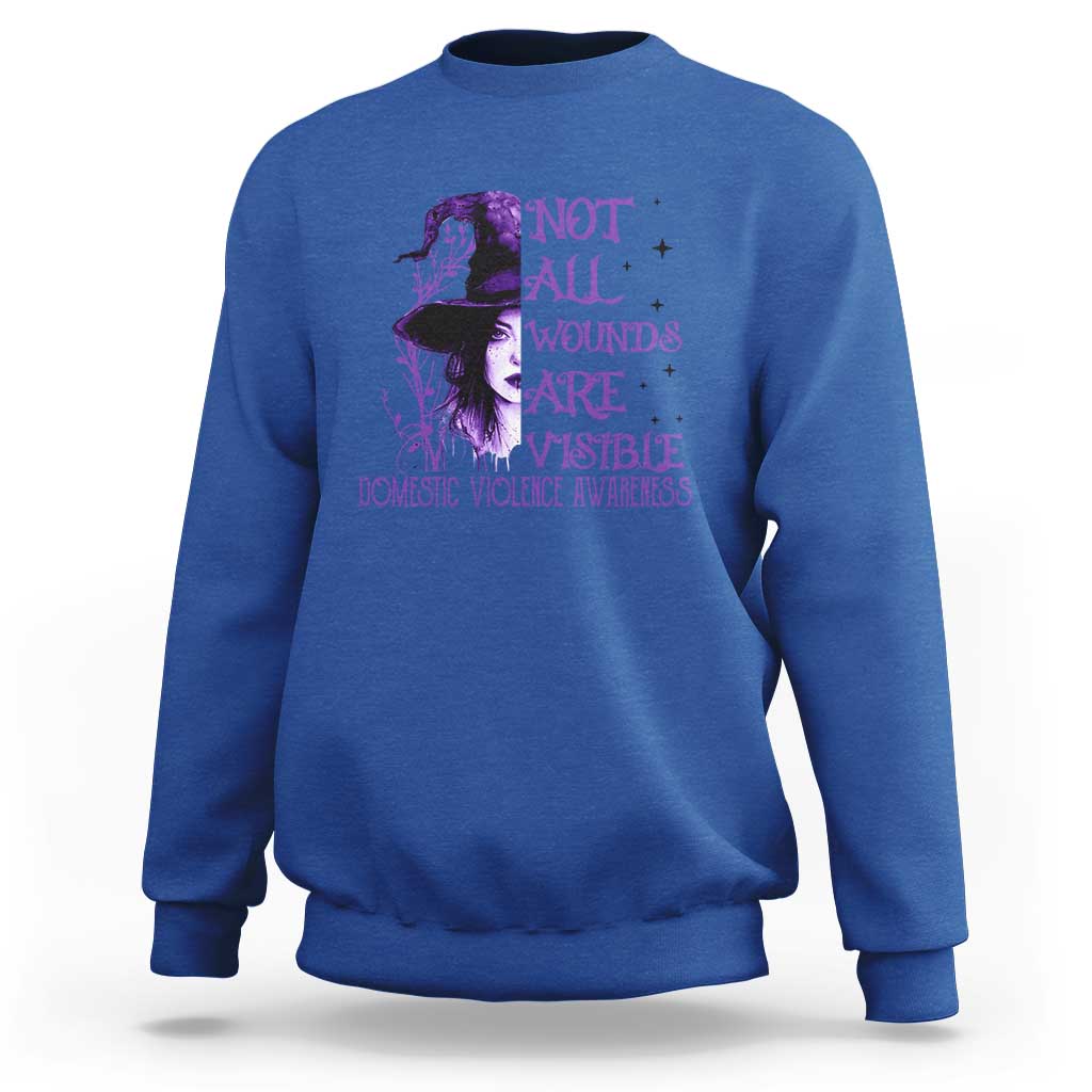 Stop Domestic Violence Sweatshirt Purple Ribbon Witch Graphic Witchy Feminist
