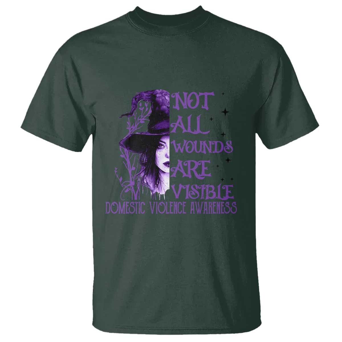 Stop Domestic Violence T Shirt Purple Ribbon Witch Graphic Witchy Feminist