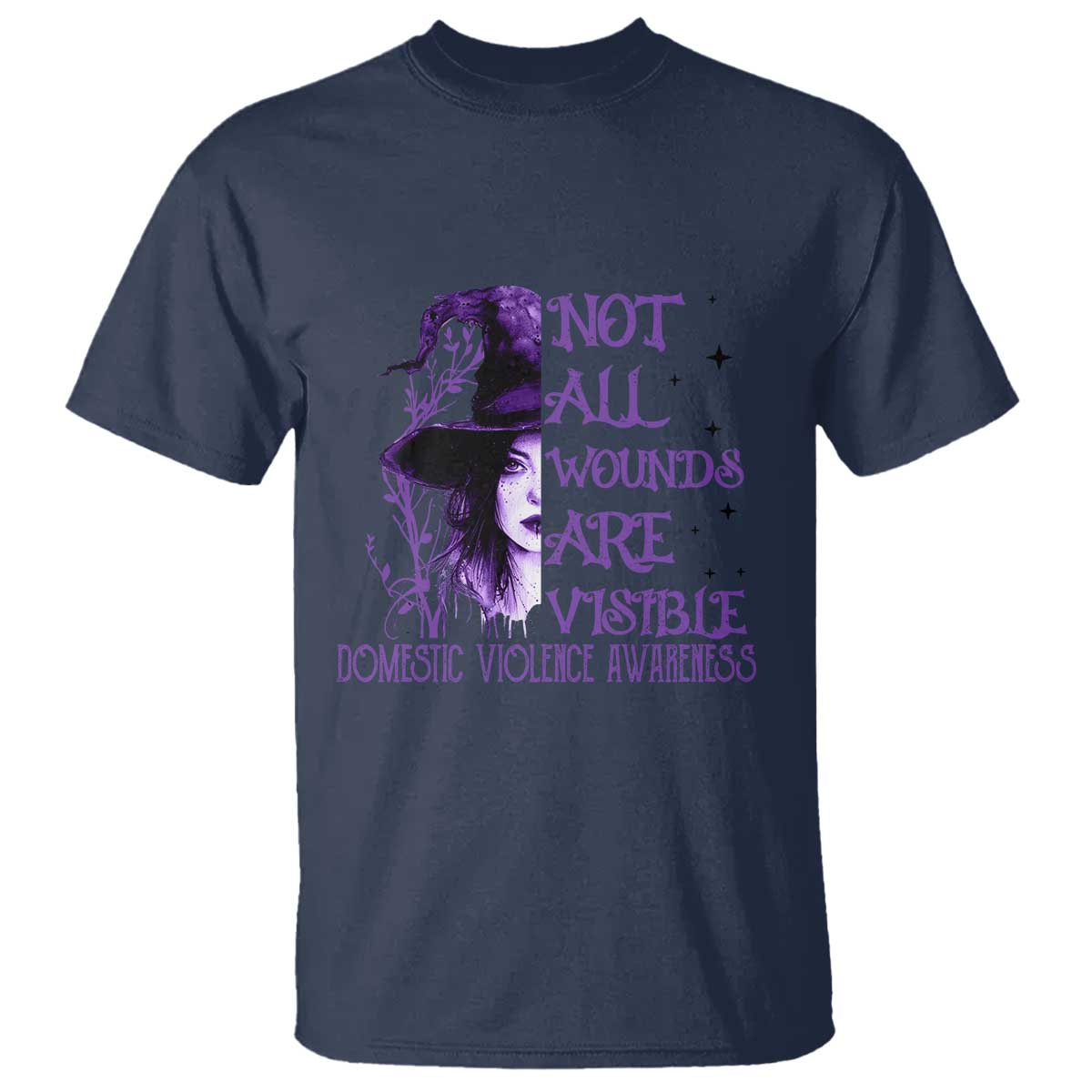 Stop Domestic Violence T Shirt Purple Ribbon Witch Graphic Witchy Feminist