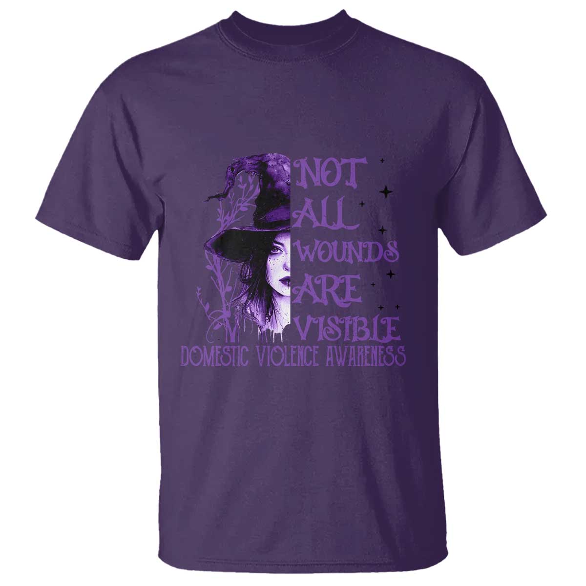 Stop Domestic Violence T Shirt Purple Ribbon Witch Graphic Witchy Feminist