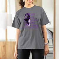 Stop Domestic Violence T Shirt For Women Purple Ribbon Witch Graphic Witchy Feminist