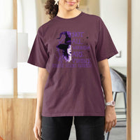 Stop Domestic Violence T Shirt For Women Purple Ribbon Witch Graphic Witchy Feminist