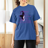 Stop Domestic Violence T Shirt For Women Purple Ribbon Witch Graphic Witchy Feminist