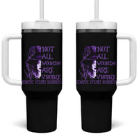 Stop Domestic Violence Tumbler With Handle Purple Ribbon Witch Graphic Witchy Feminist