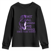 Stop Domestic Violence Youth Sweatshirt Purple Ribbon Witch Graphic Witchy Feminist