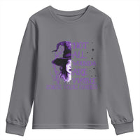 Stop Domestic Violence Youth Sweatshirt Purple Ribbon Witch Graphic Witchy Feminist