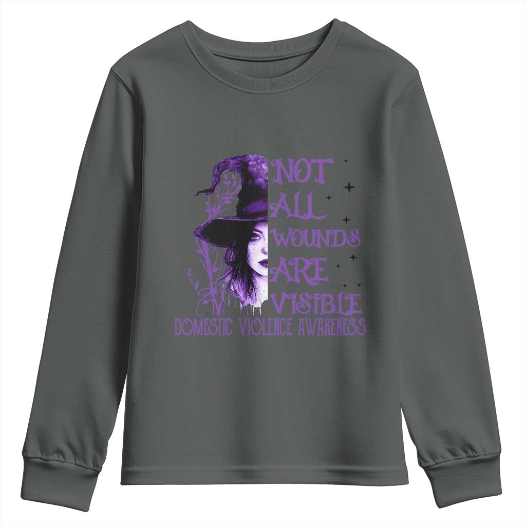 Stop Domestic Violence Youth Sweatshirt Purple Ribbon Witch Graphic Witchy Feminist