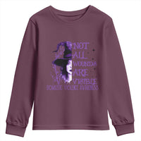 Stop Domestic Violence Youth Sweatshirt Purple Ribbon Witch Graphic Witchy Feminist