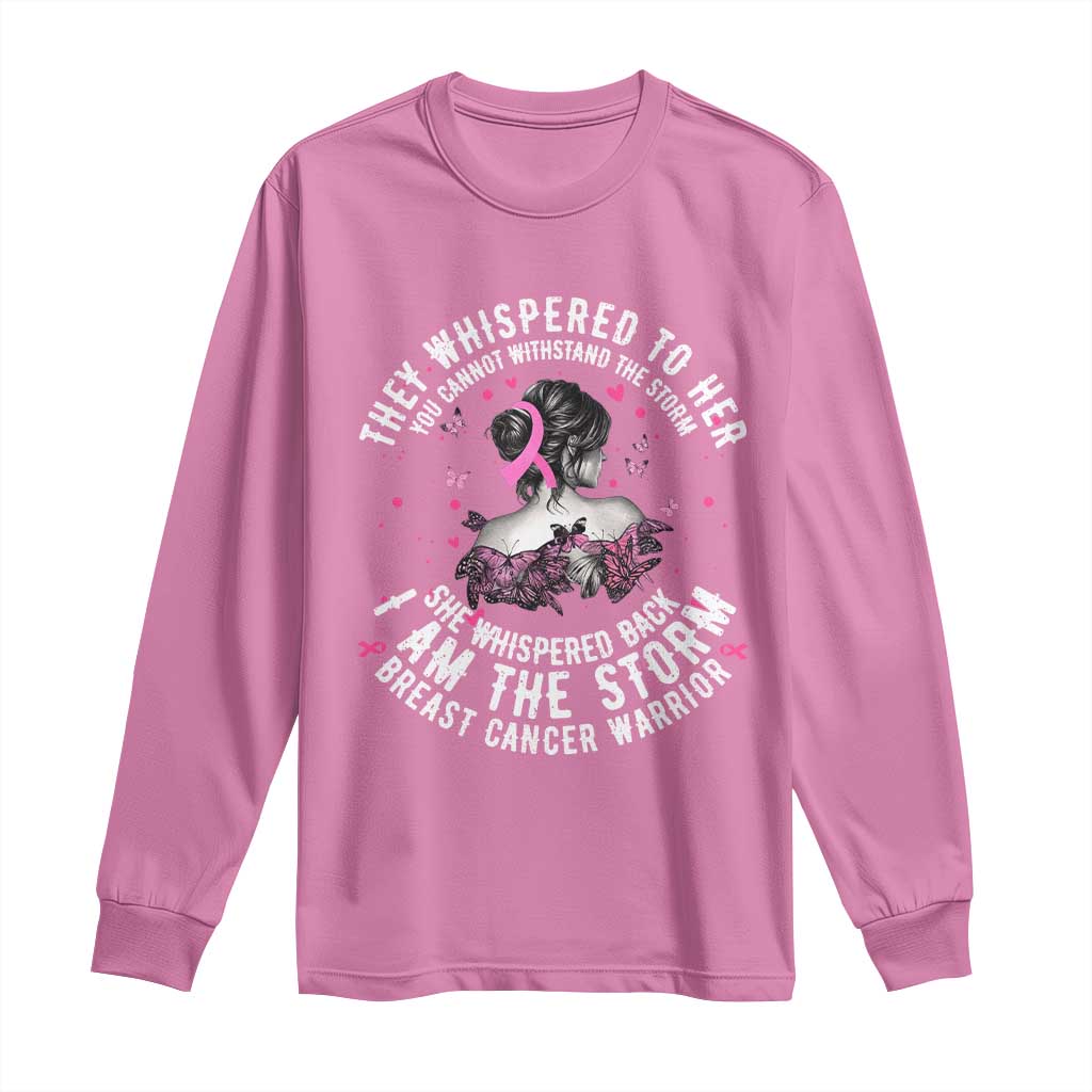 Breast Cancer Long Sleeve Shirt Pink Ribbon I Am Storm - Wonder Print Shop
