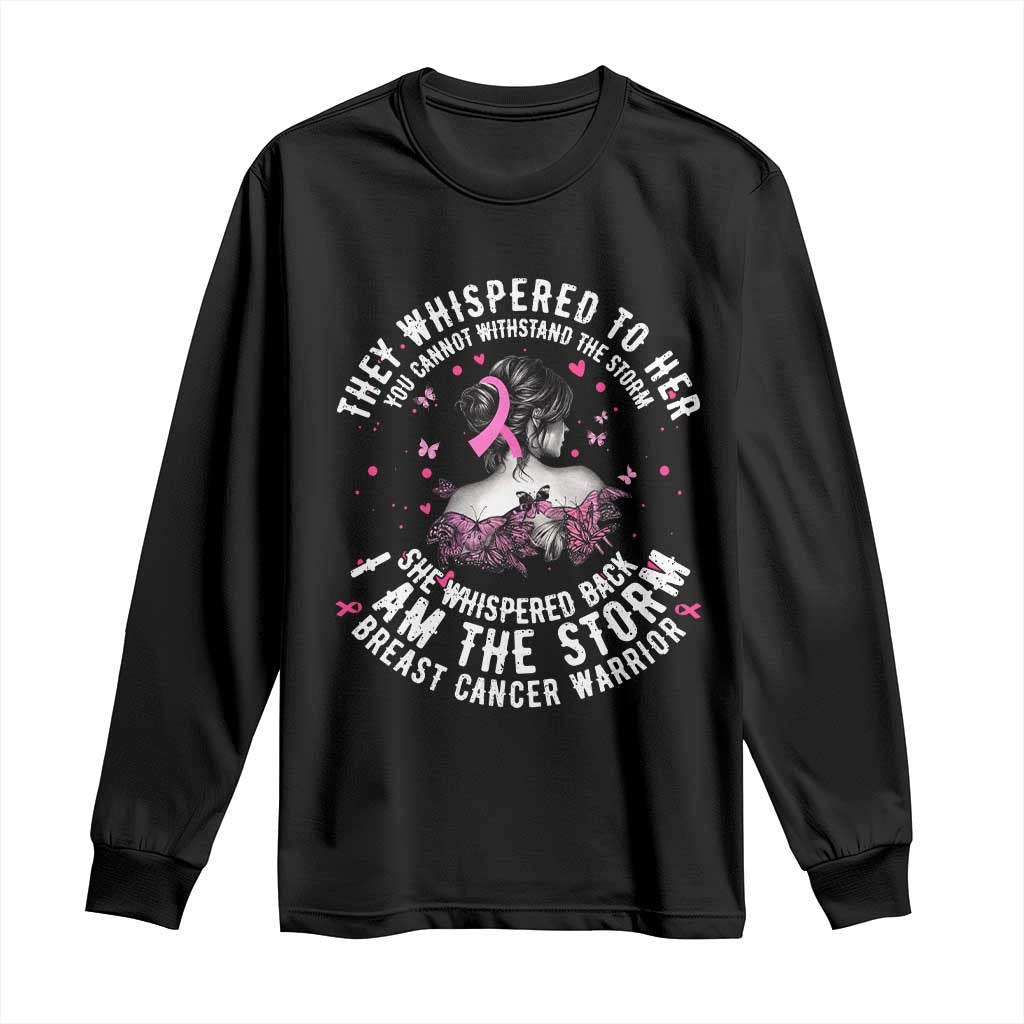 Breast Cancer Long Sleeve Shirt Pink Ribbon I Am Storm - Wonder Print Shop