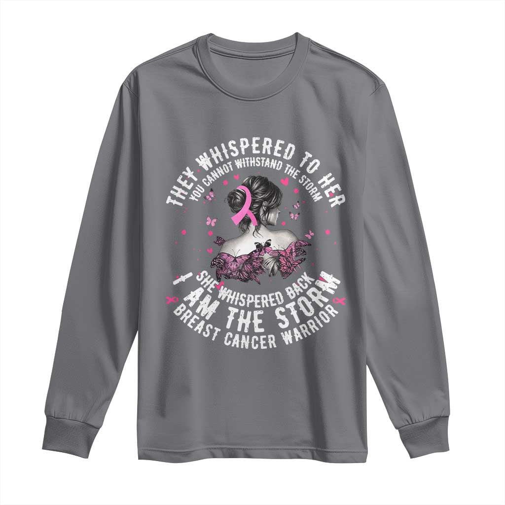 Breast Cancer Long Sleeve Shirt Pink Ribbon I Am Storm - Wonder Print Shop