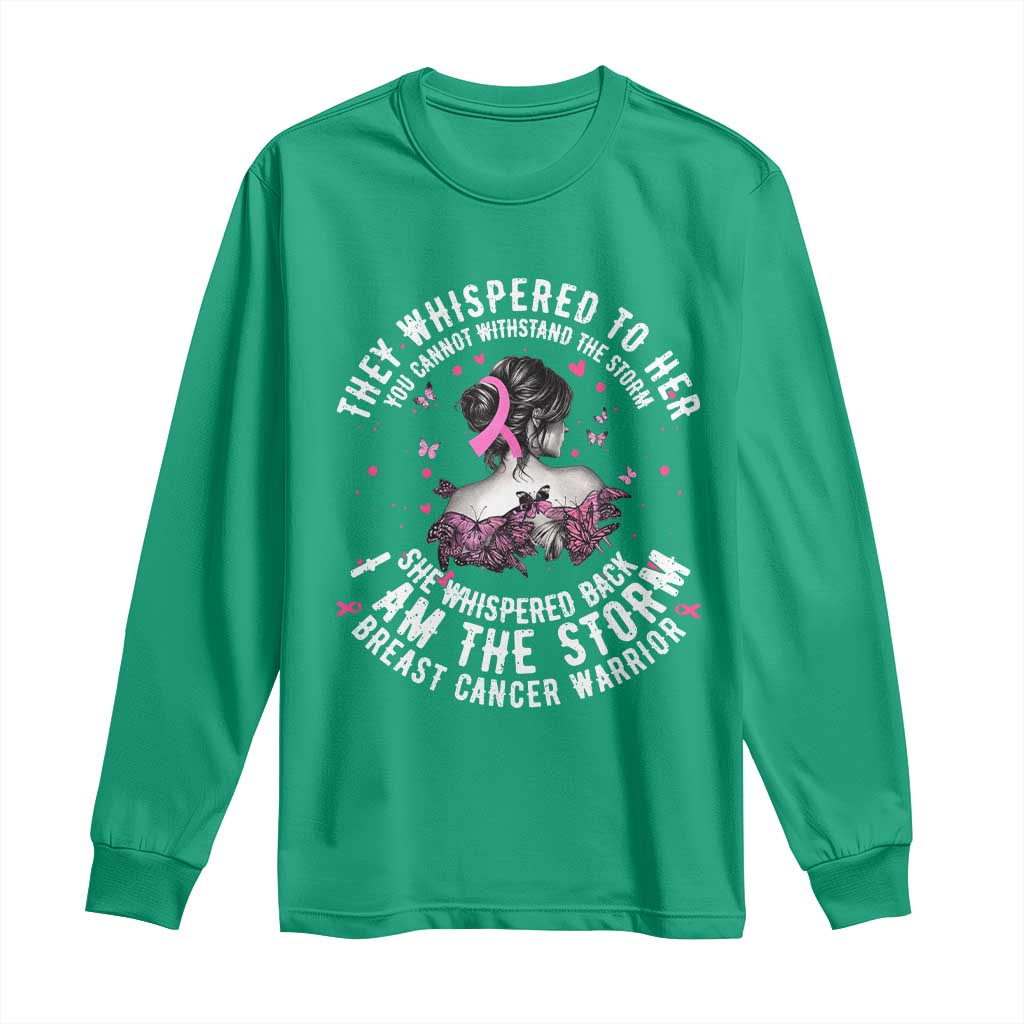 Breast Cancer Long Sleeve Shirt Pink Ribbon I Am Storm - Wonder Print Shop