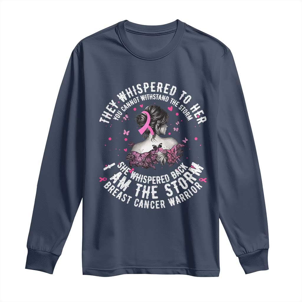 Breast Cancer Long Sleeve Shirt Pink Ribbon I Am Storm - Wonder Print Shop