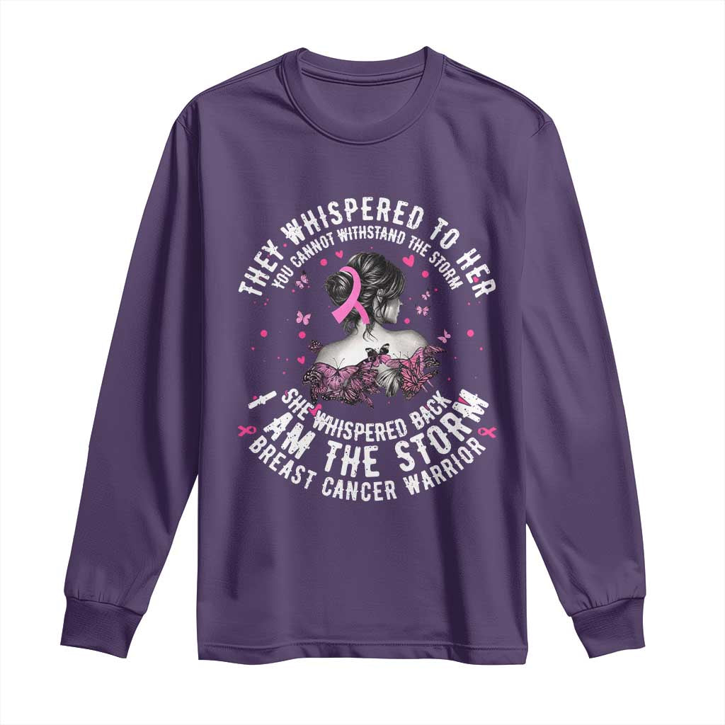 Breast Cancer Long Sleeve Shirt Pink Ribbon I Am Storm - Wonder Print Shop